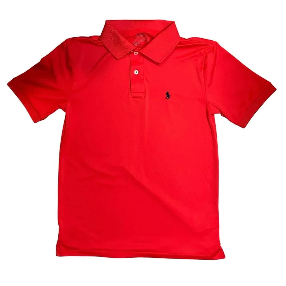 Polo Ralph Lauren Polo Shirt Boys M Red Stretch Short Sleeve Pony Performance